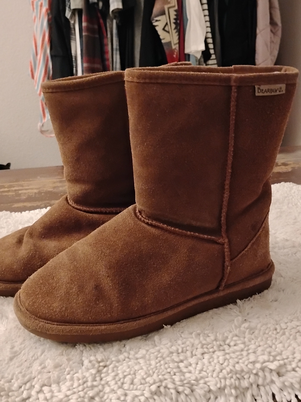 Bearpaw Women's Classic Short Suede Boots in Chestnut